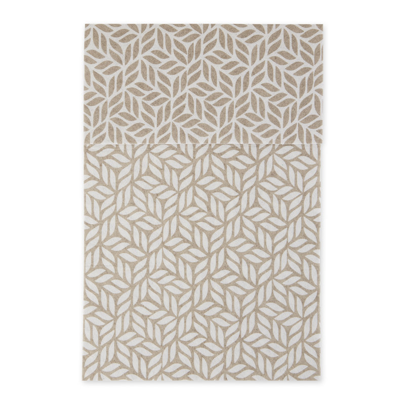 BLACK ABSTRACT LEAF PRINT FRIDGE LINER SET/6, Stone