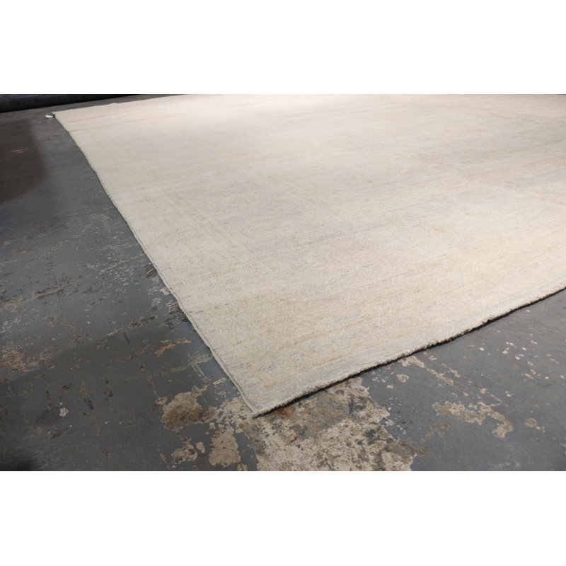 tapis de la surface bleue en laine noué la à la main Oushak