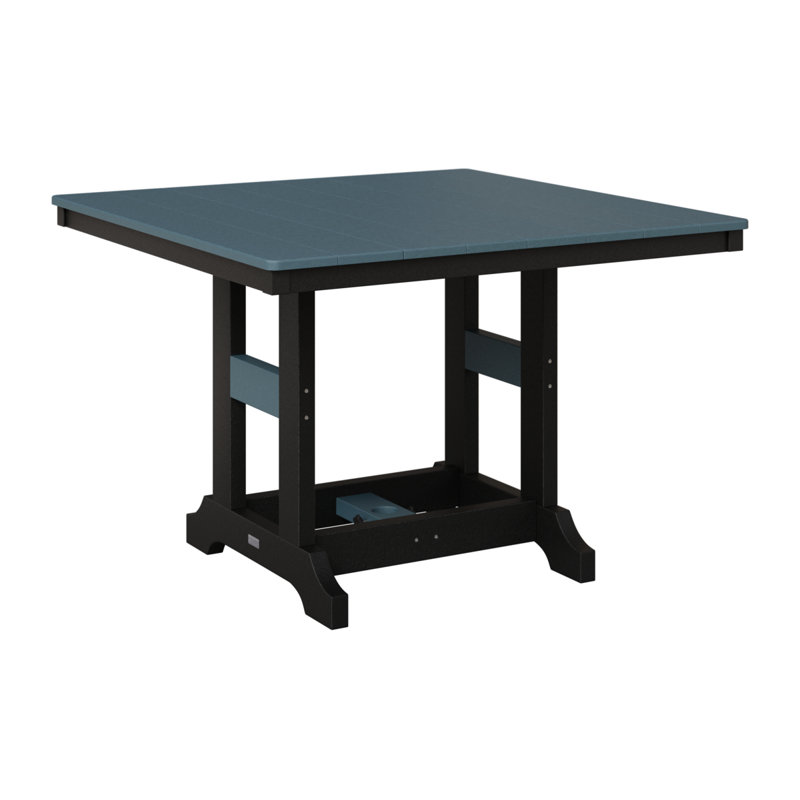 Garden Classic Outdoor Square Bar Table, Slate, Black