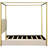 Appealing Queen Canopy Bed With Headboard & Robust Metal Frame, Beige Modern Dependable Components,