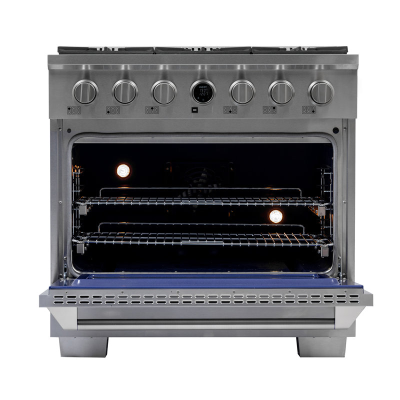 36 in. 5.2 cu. ft. 6 Burners Dual Fuel Range with Kucht Horus Thermostat, Stainless Steel, Natural Gas