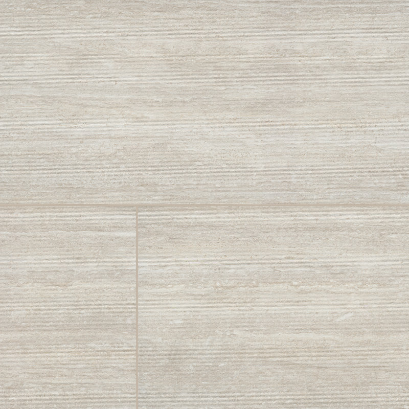 Carrelage mural Rosano Lucera 61 cm x 122 cm, aspect travertin, en porcelaine texturée mate nervurée