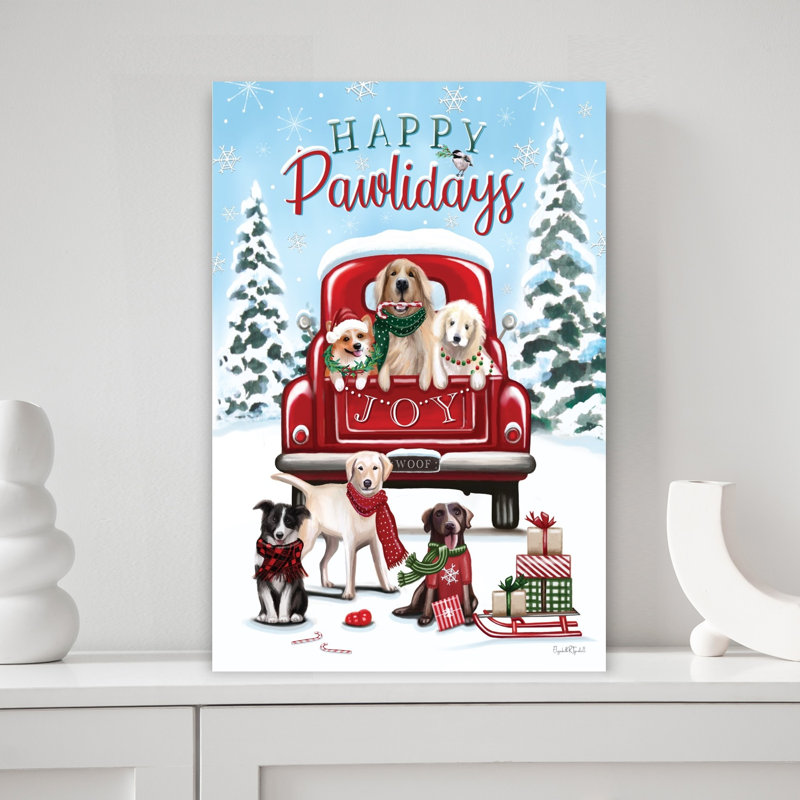 Happy Pawlidays Dogs 1 Piece Wrapped Canvas Wall Art, 45.72cm H x 30.48cm W