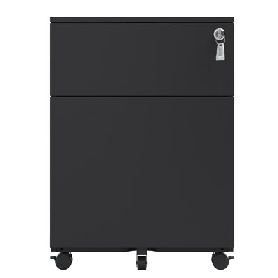 2 Drawer Mobile File Cabinet With Lock Steel File Cabinet For Legal/Letter/A4/F4 Size, Fully Assembled Except For Wheels, Home/ Office Design