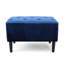 Siège en velours bleu marine et cadre en bois de bouleau de style Mid-Century doux avec détails à boutons,