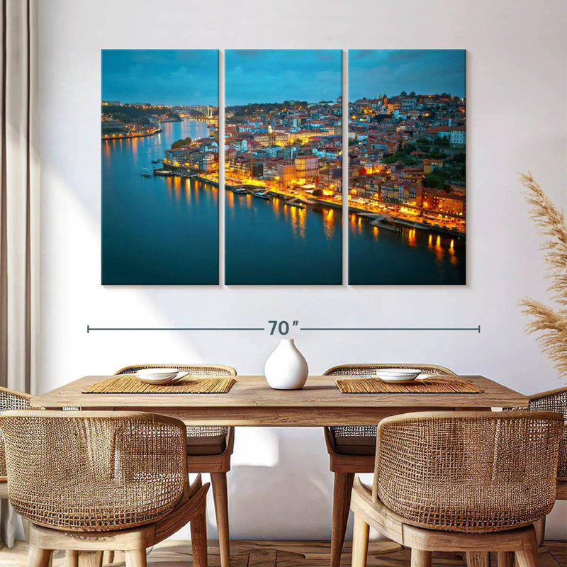 Lumières du port de Porto, H 42 po x l 65 po
