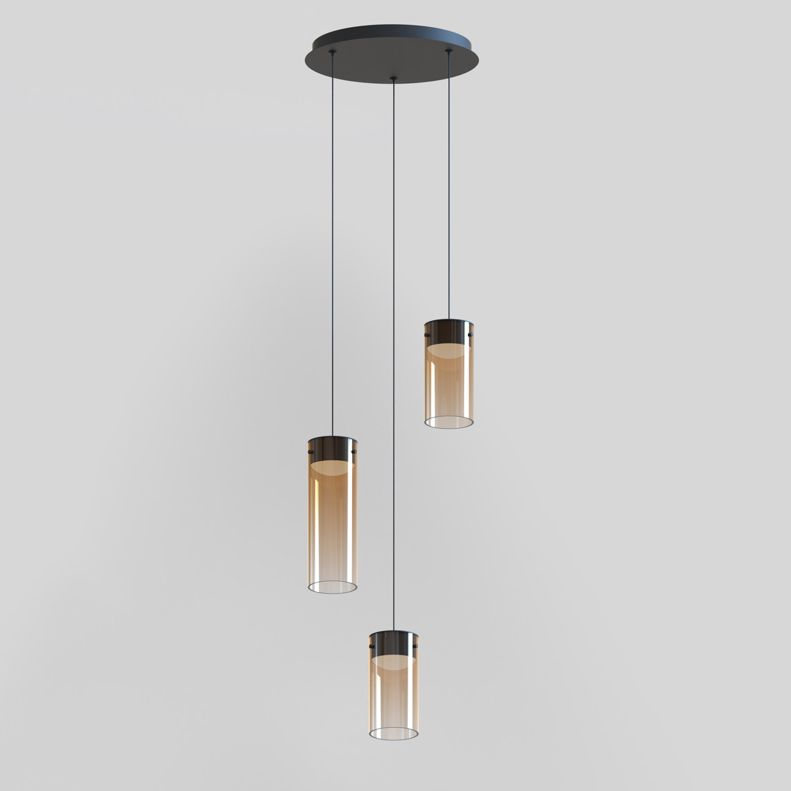 Delonda 3 Light Glass Dimmable LED Pendant, Amber