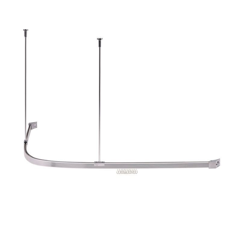 1750cm Curved Fixed Shower Curtain Pole & Hook Set