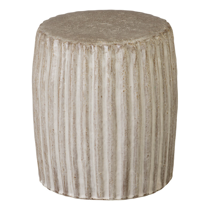 16 in. Gray Ceramic Accent Stool (16 in. L x 16 in. W x 18 in. H)