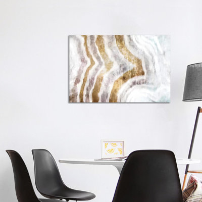 Gold Stone Layers Abstract by Bluebird Barn - Wrapped Canvas Painting