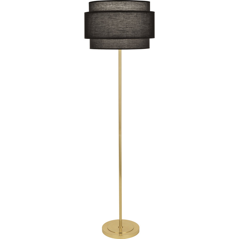 Decker Floor Lamp, Modern Brass, Black