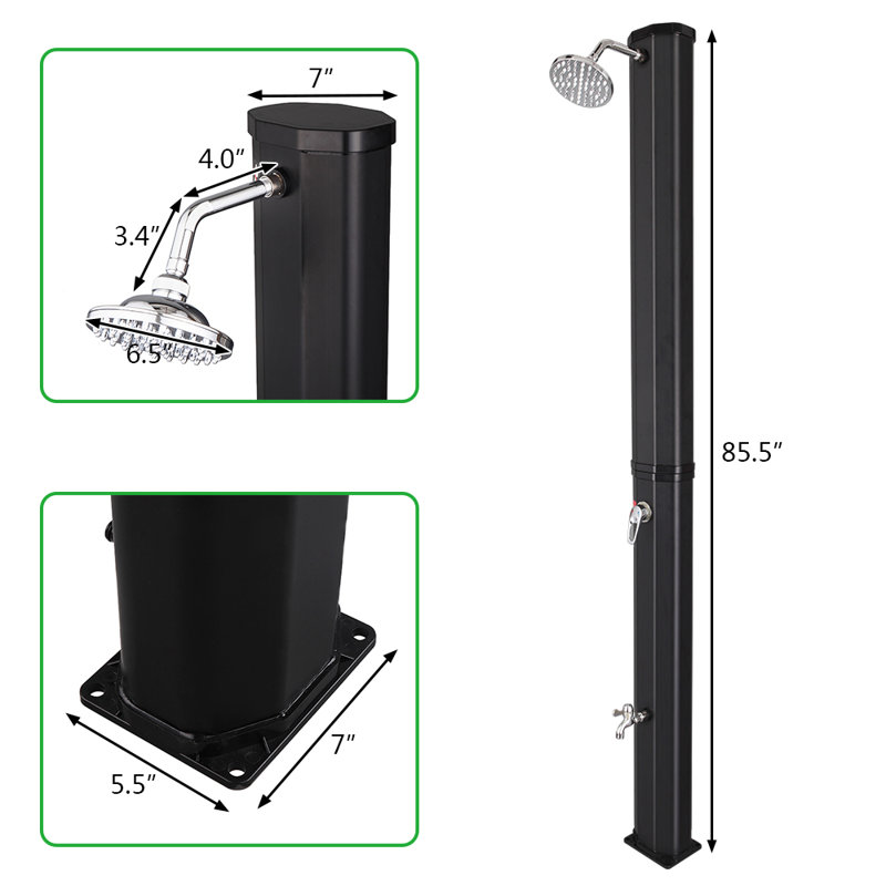 Alpaugh Solar Powered Temperature Controlled Portable Free Standing Outdoor Shower and Footwash Spout