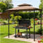 Abri de jardin pour barbecue ventilé, abri de jardin extérieur pour barbecue, avec auvent latéral, tablettes latérales et crochets-125293202