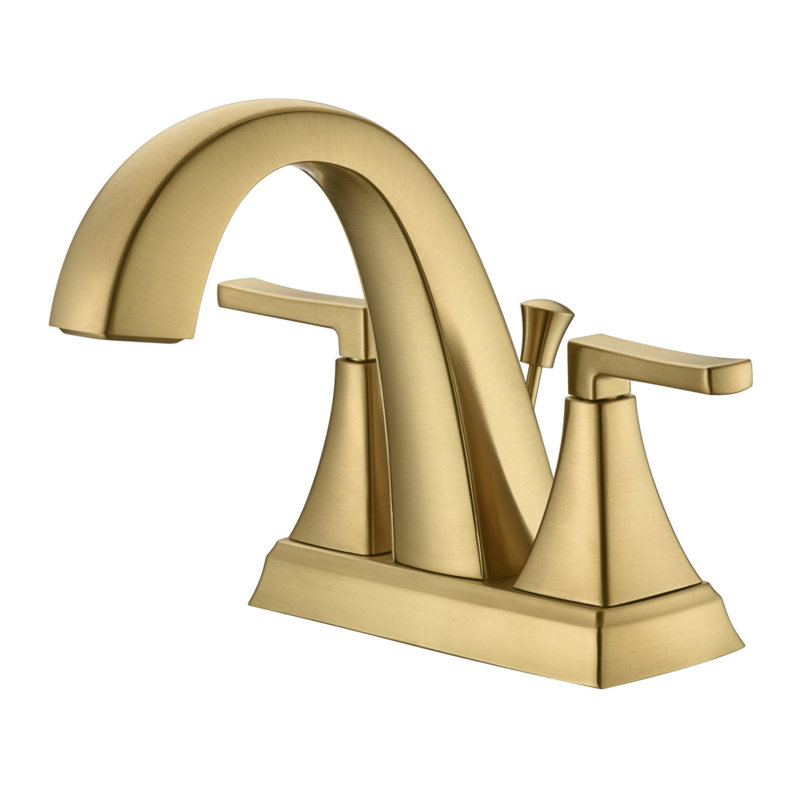 Brushed Gold 2-Handle Centerset Bathroom Faucet with Drain Assembly