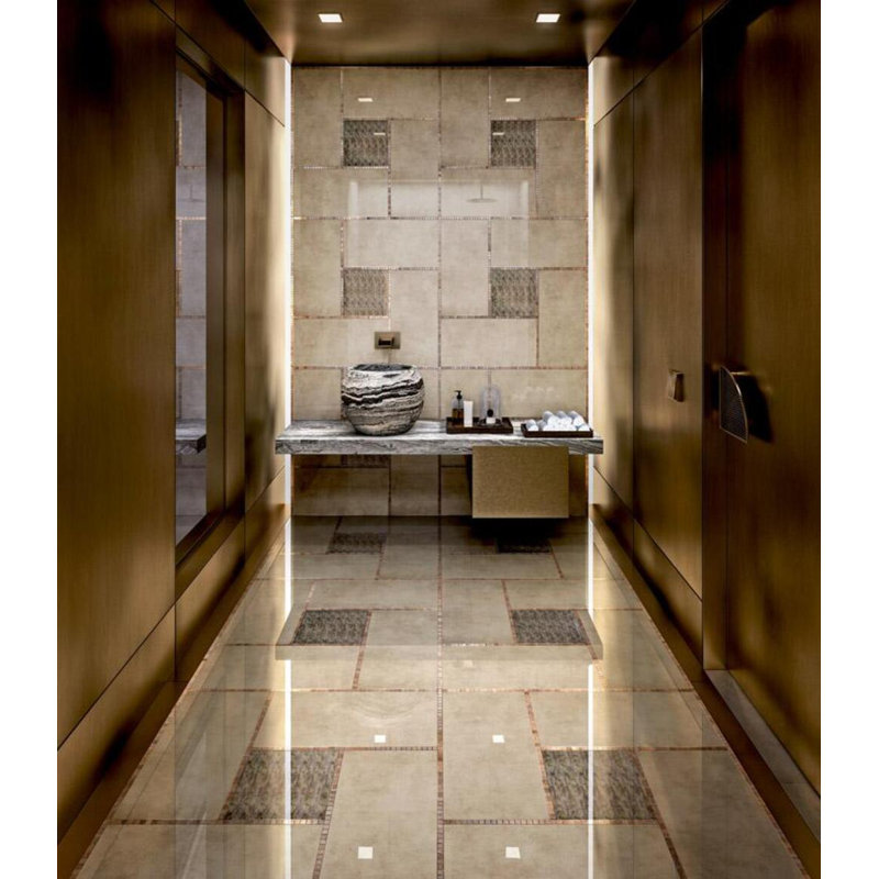Suede Cream 7.75" x 23.38" Decorated Glass Tile
