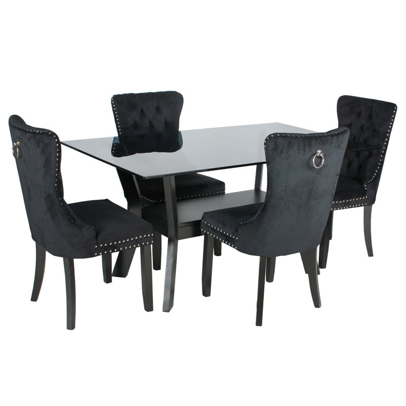 Ensemble repas pour 4 personnes Montique, Noir