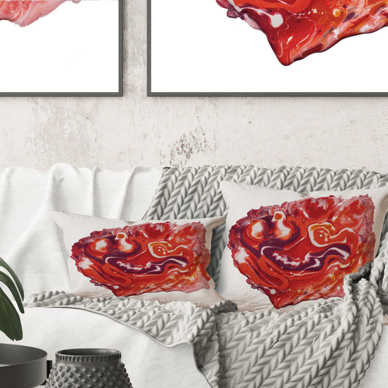Red Vibrant Marble Universe - Coussin décoratif imprimé moderne, 16 po x 16 po