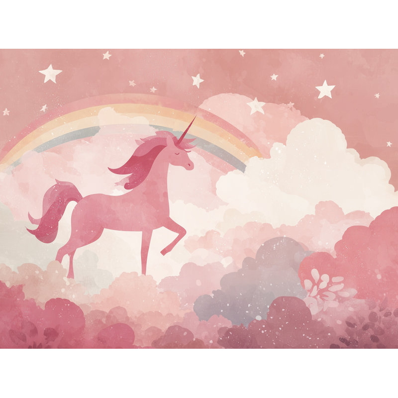Papier peint licorne arc-en-ciel nuage amovible double rouleau, 120 po x 96 po, Peler et coller