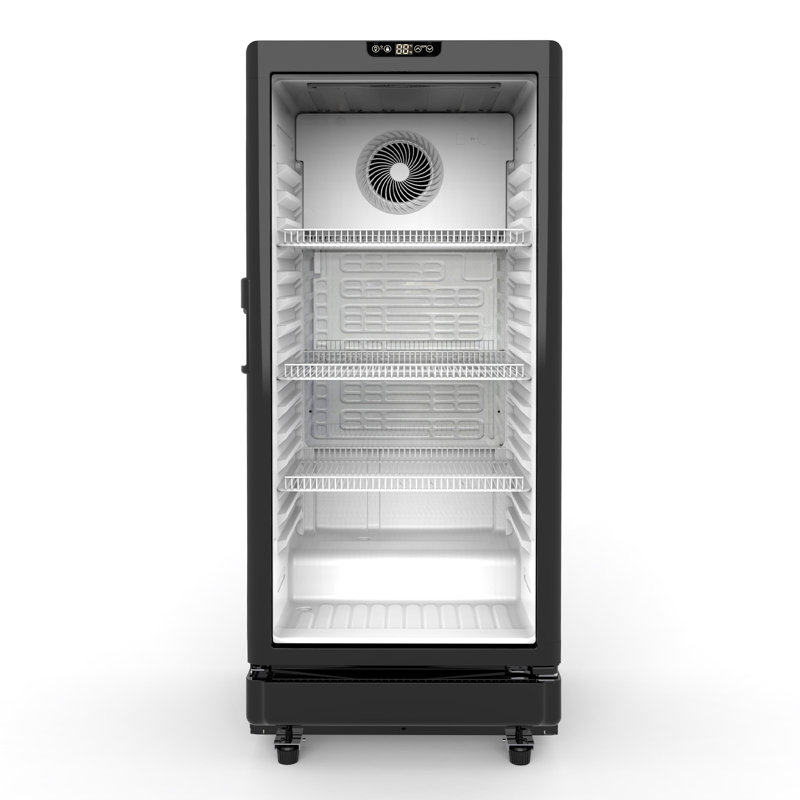 5.7 Cu.Ft Commercial Upright Beverage Display Refrigerator In Black With Glass Door