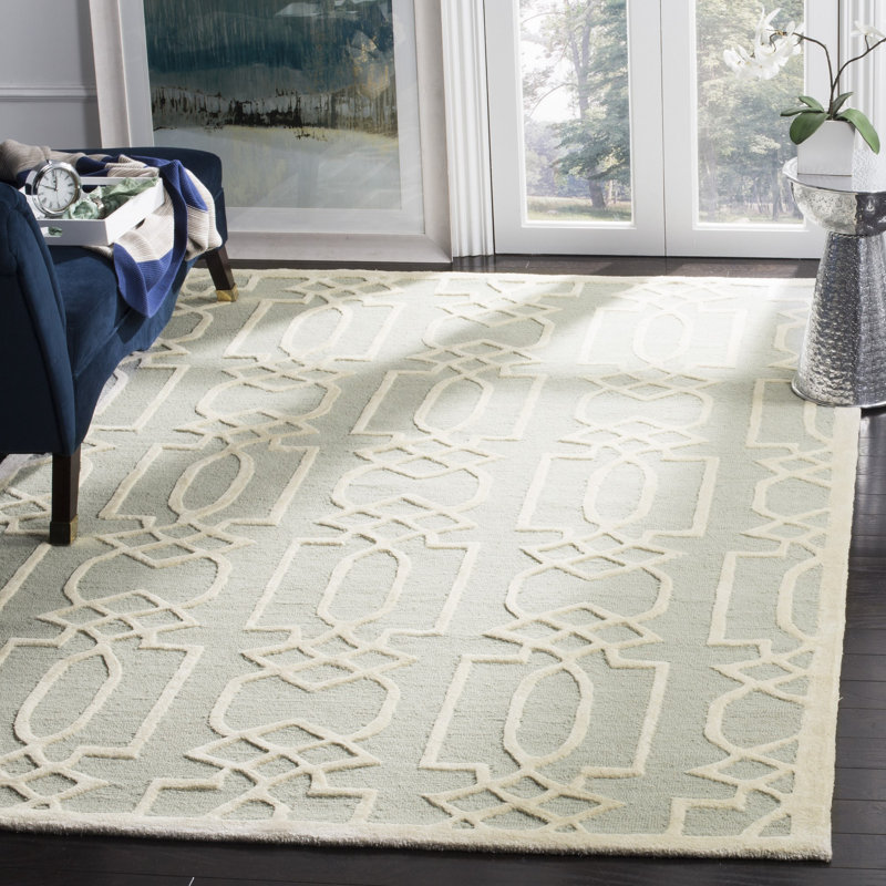 Zandbergen Hand Tufted Wool Damask Rug, Rectangle 6' x 9'