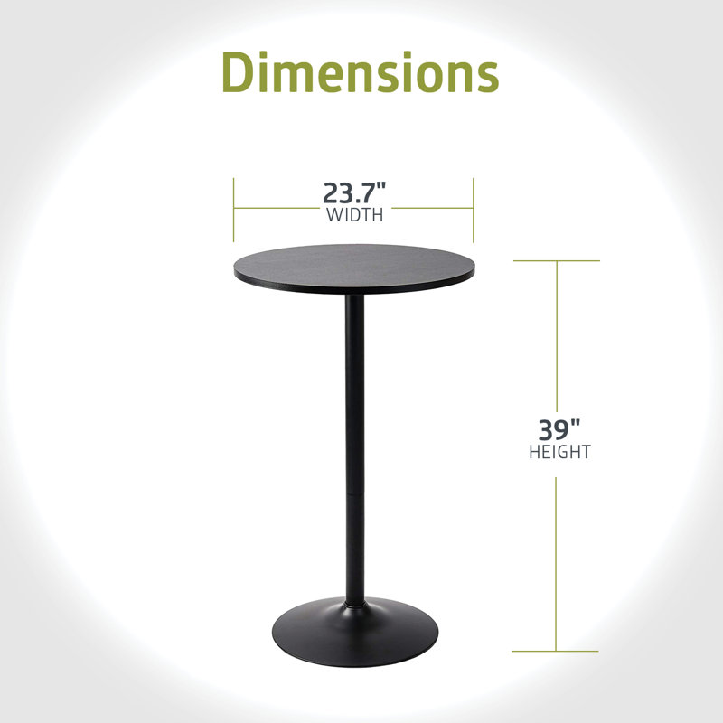  Round Bar Height Pub Table, Black, 2pk