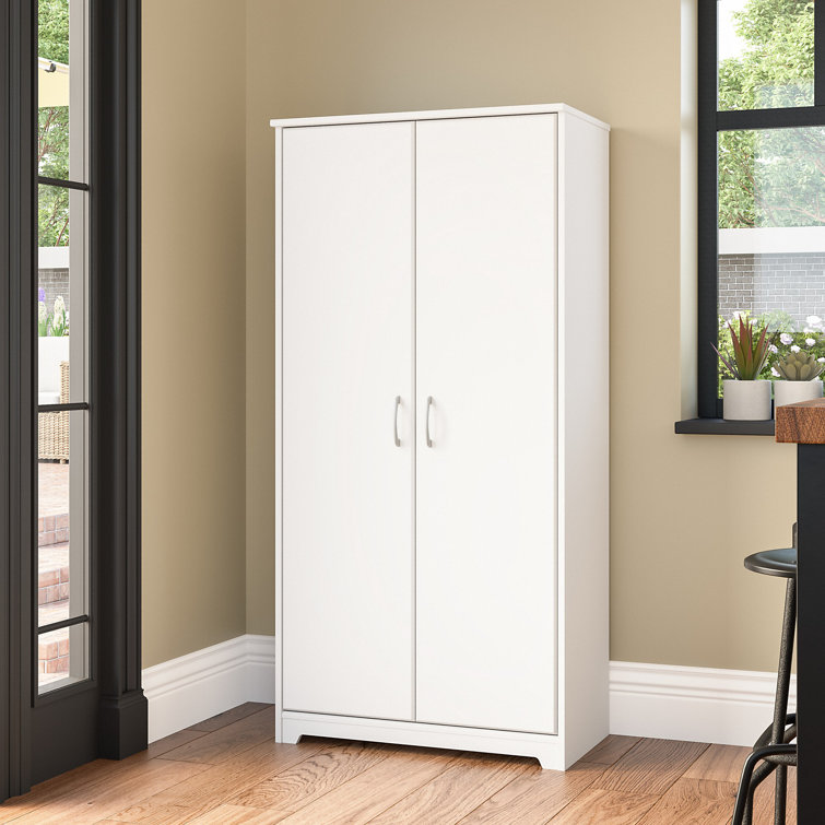 HOMCOM 69' Wood Free Standing Bathroom Linen Tower Storage Cabinet - White