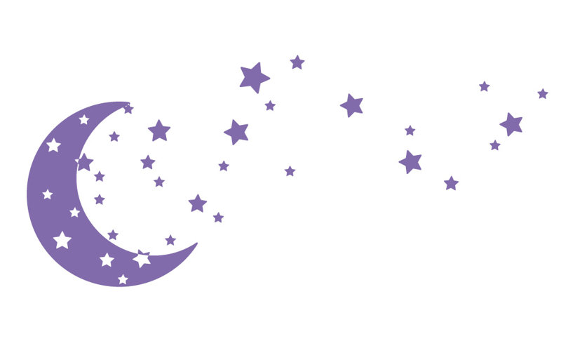 Adhésif décoratif lune et étoiles, Lavande, H 30 po x l 65 po x P 0,01 po
