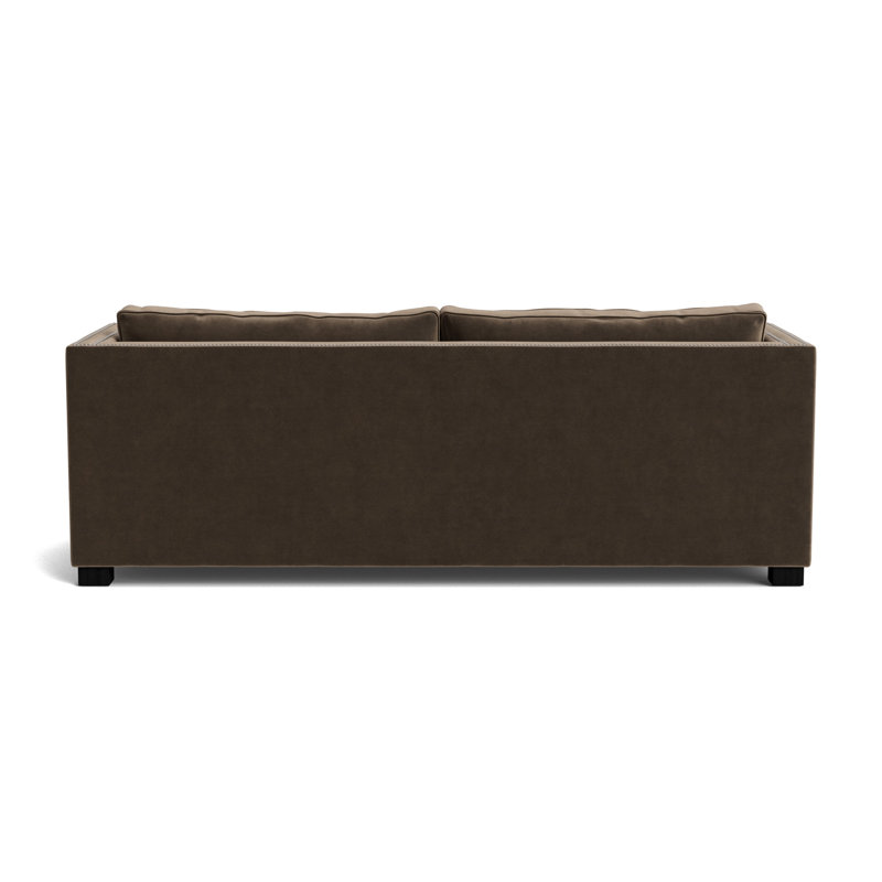 Keaton With Nails 84 Sofa, Brushed Nickel, Performance Velvet - Otter, Black