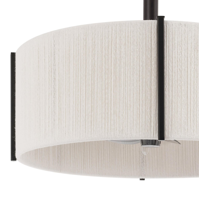 Ventilateur de plafond cage en corde de 18 po à 7 pales avec ensemble d'éclairage et télécommande, Noir