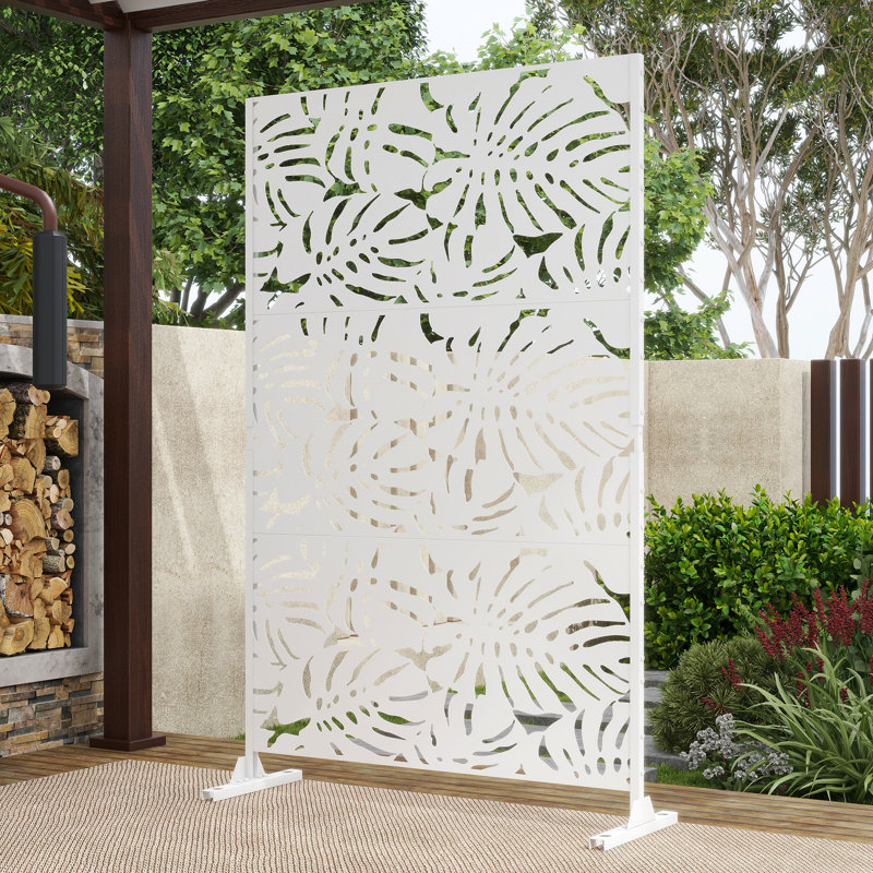 Pacifa 6 ft. H x 4 ft. W Freestanding Privacy Screen with Wider Feet, White