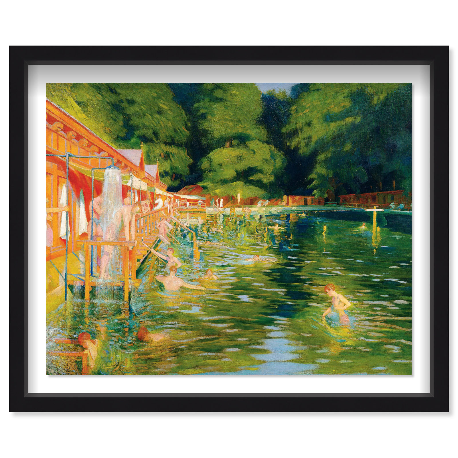 Ludwig Ferdinand Graf - Swimming Pool Vintage, 37" H x 46" W x 2" D, Black Framed