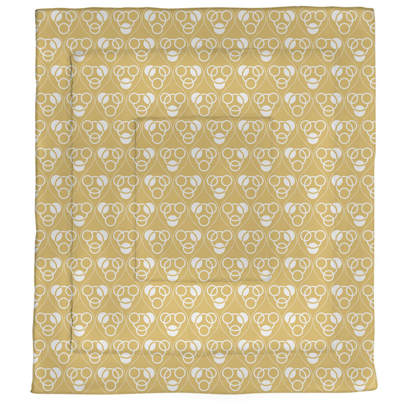 Édredon réversible simple en microfibre Circles Waves, Édredon très grand, Jaune/blanc