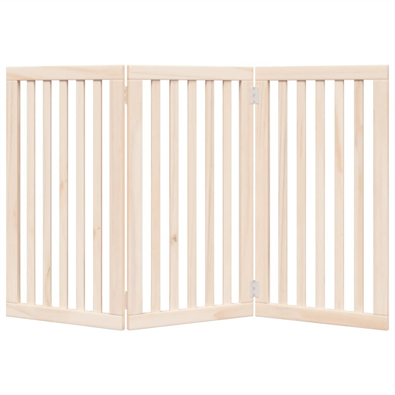 Archie & Oscar Dog Gate Foldable 3 Panels White 150 Cm Poplar Wood, 90cm H x 150cm W x 2cm D, Beige