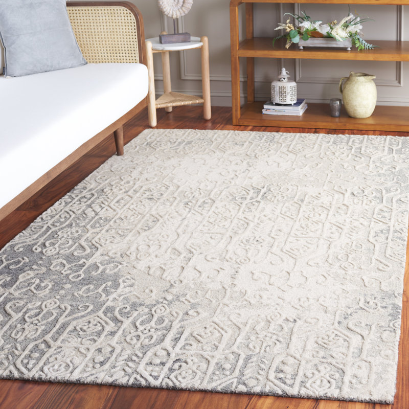 Ebony Hand Tufted Wool Pile Southwestern Rug, Rectangle 3' x 5'