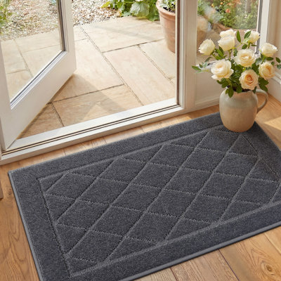 Door Mat Non Slip Rubber Backing Front Door Mat Indoor Entrance Dirt Trapper Inside Door Mats Absorbent Washable Esay Clean Mats for Indoor Doormat
