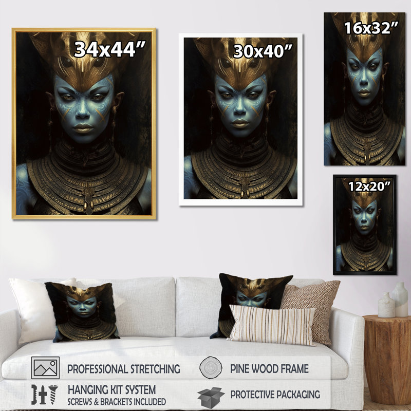 Ancienne déesse tribale I - impression, H 40 po x l 30 po, Cadre flottant doré