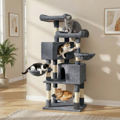 Maison pour chat avec tour à chat en sisal, hamac et auto-toilettage 58 po