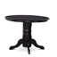 Ensemble de table et chaises de cuisine 3 pièces pour petits espaces : comprend une table ronde à manger avec pied central et 2 chaises Parson en lin bleu, 107 x 107 cm, noir.-132883352-132883353