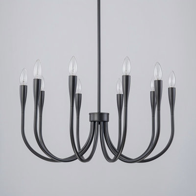 Lustre moderne à 10 lumières de style chandelier noir pour la cuisine, la salle à manger et la salle à manger