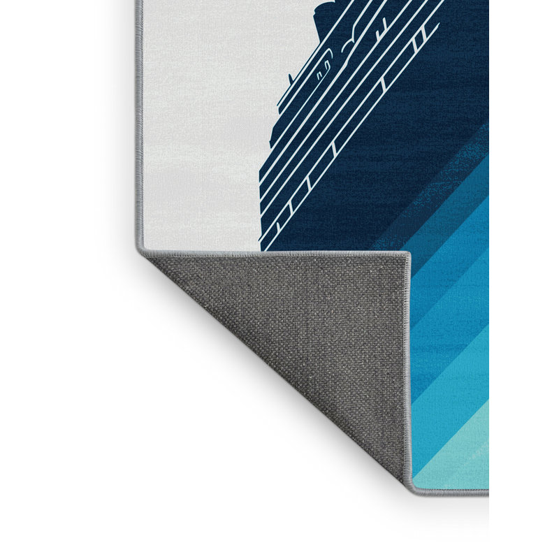 Tapis bleu doux et moelleux Ehlers, 5 x 8