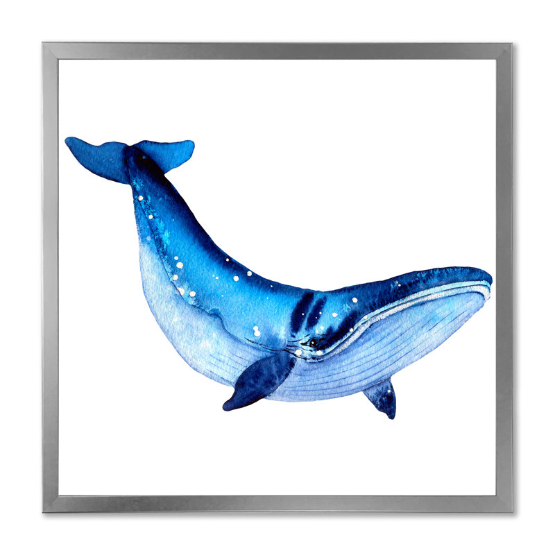 10 - Baleine bleue sur blanc I - reproduction d'art sur toile nautique et côtière, H 30 po x l 30 po x P 1 po