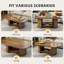 Table basse ovale de style Mid-Century cannelé avec base double et tablette de rangement pour le salon ou le bureau.