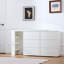 Six tiroirs, bureau amovible, trois compartiments de rangement, table multifonctionnelle blanche à six pompes