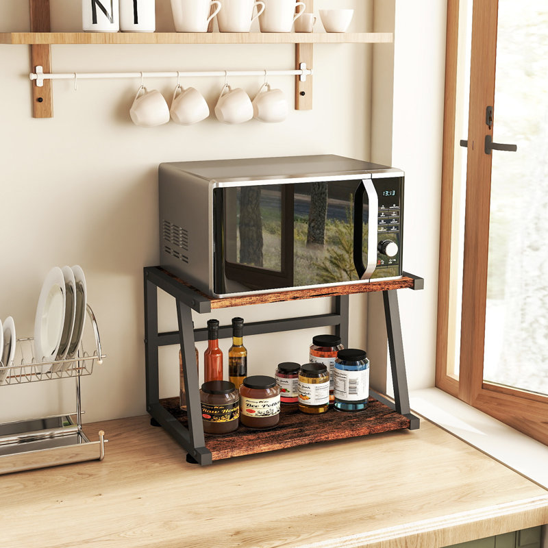 2-Tier Desktop Printer Stand with Storage, Brown/Black