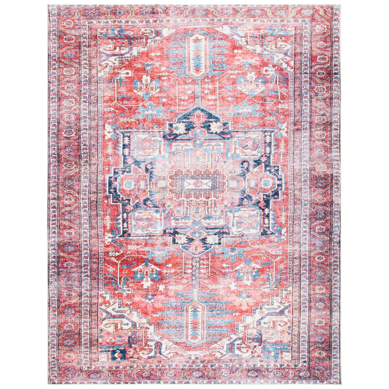 Tapis oriental rouge / bleu marine Adele, Rectangle 9 pi x 12 pi