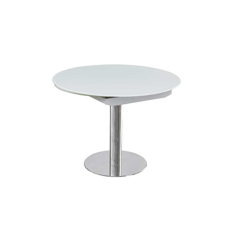 Aydelin Extendable Round Glass Top Metal Base Dining Table
