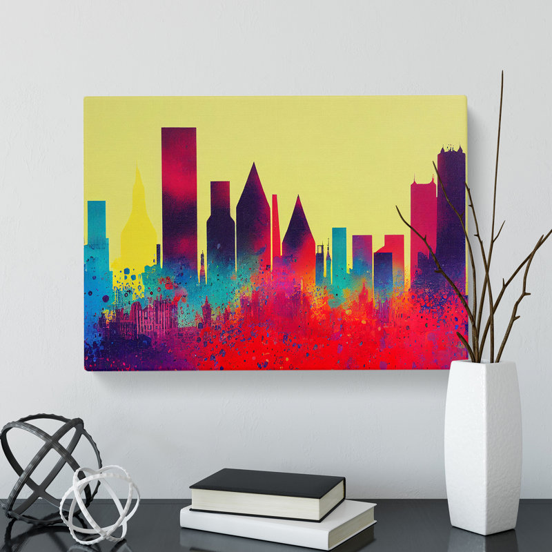 Splashed Skyscraper Skyline Vol.7 Abstract - Wrapped Canvas, 35cm H x 50cm W x 3cm D