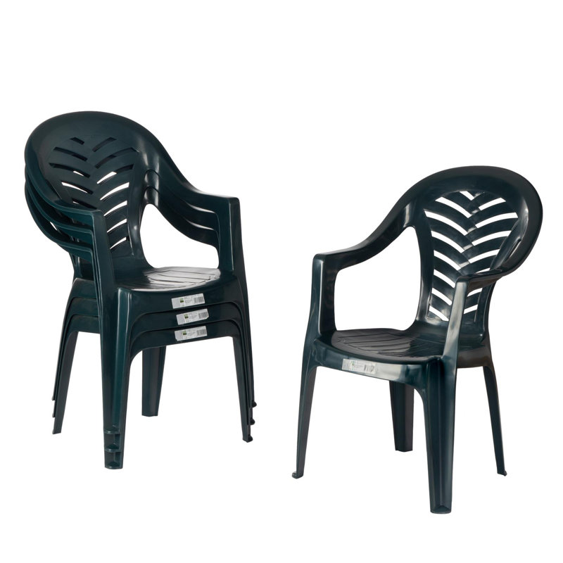 35.00cm H Stacking Armchair, Dark Green, 4