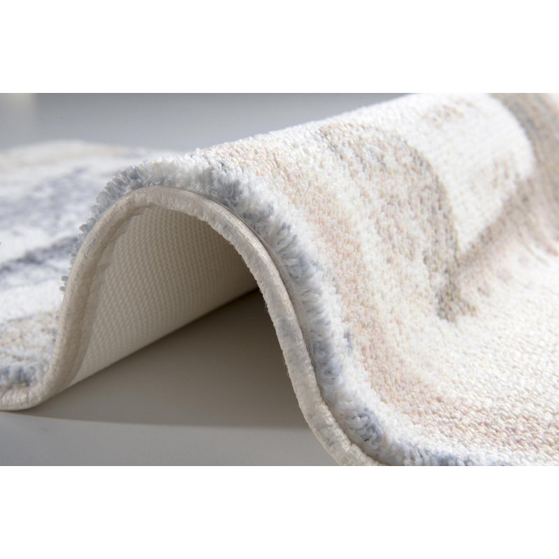 Tapis pour salle de bain Shockley, Beige / Blanc