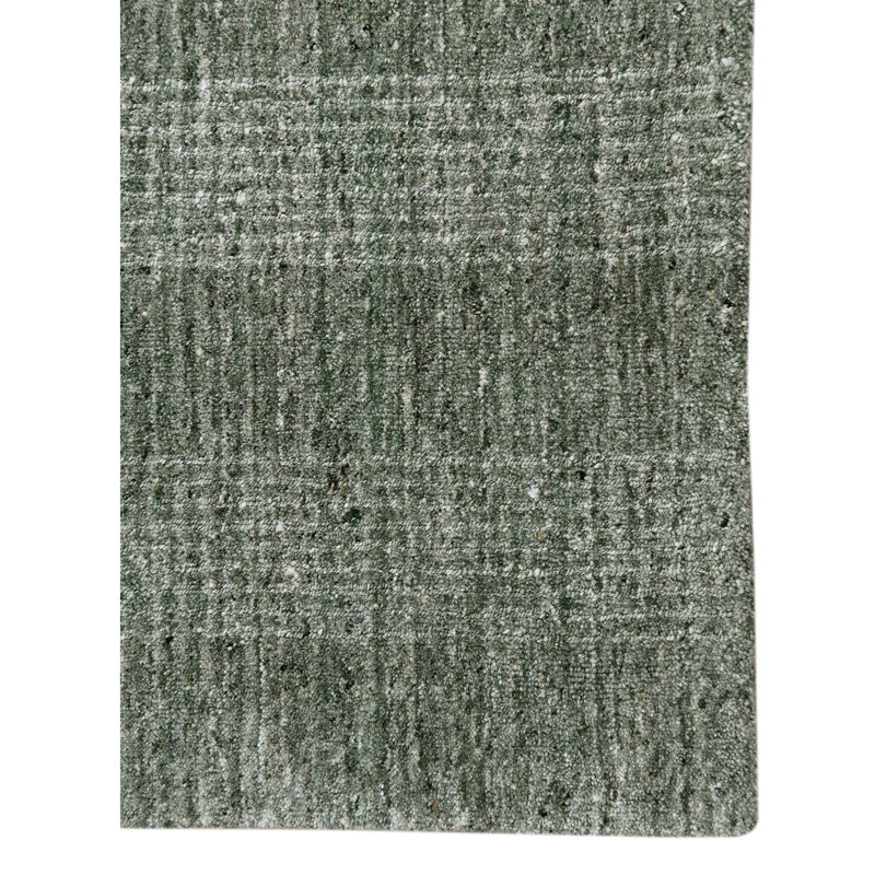 Brackettville Plaid Handwoven Silk and New Zealand Wool Area Rug, Rectangle 2' x 3'